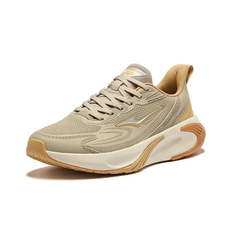 Erke Cushioned Wear-Resistant Breathable Low-Top Sprint Running Shoes Men's Light Linen Neutral Beige Camel-2