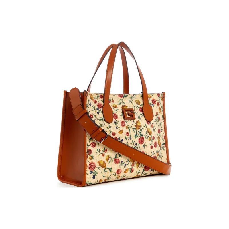 GUESS Faux Leather Tote Bag Shopping Bag Handbag Women's Red Brown-1
