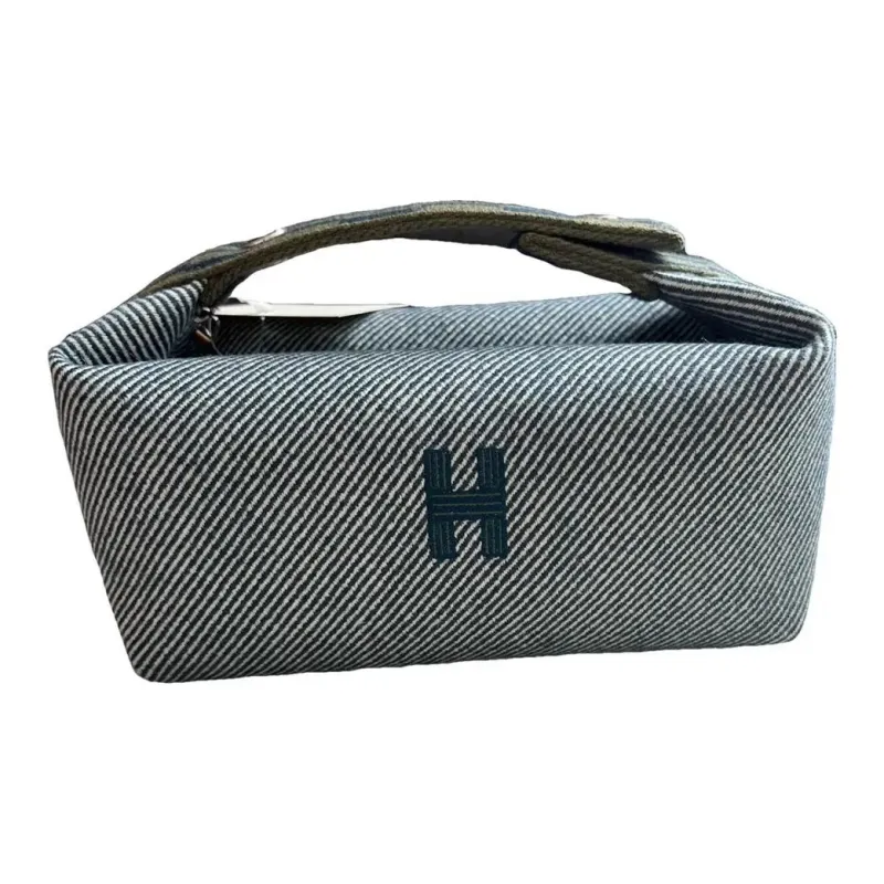 HERMES Bride a Brac Wool Twill Cotton Handbag Toiletry Bag Unisex Blue-2