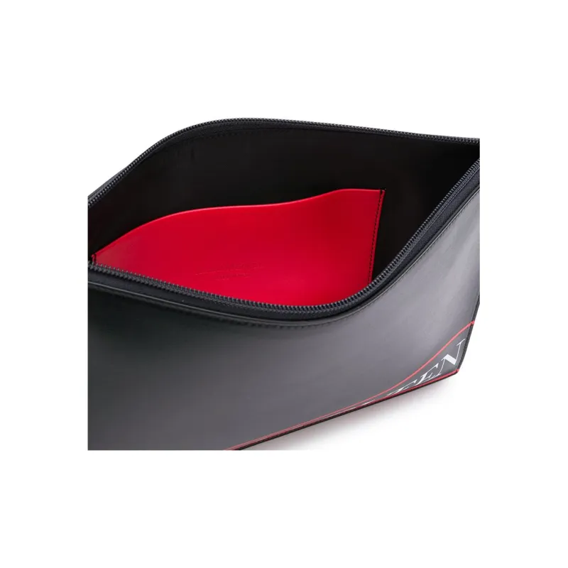 Alexander McQueen Cow Leather Briefcase Clutch Men's Black/Red-3