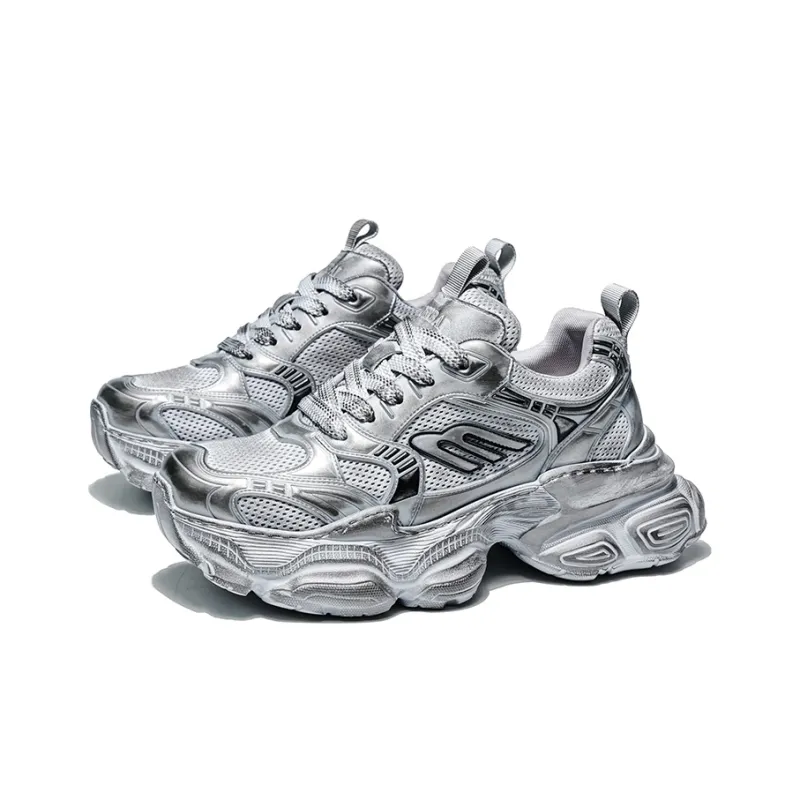 MOERBAI Height Increasing Breathable Low-Top Jogging Vintage Chunky Sneakers Men's-2