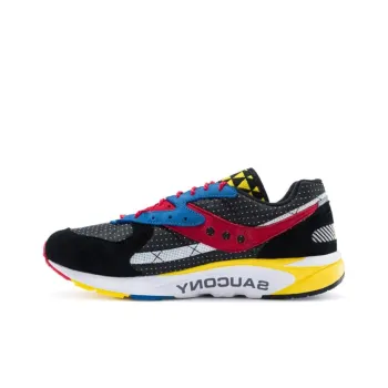 Saucony Aya Cushioning Moisture Wicking Low Top Casual Running Shoes Men's Black Yellow Red