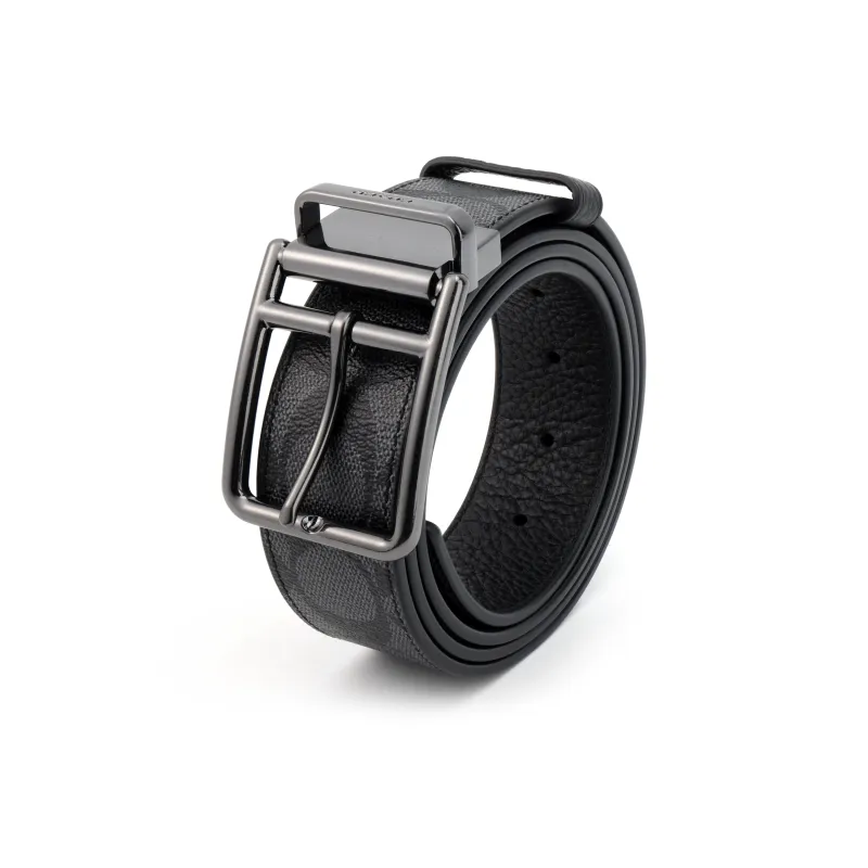 COACH Harness Buckle Cut-To-Size Reversible Belt Black-2