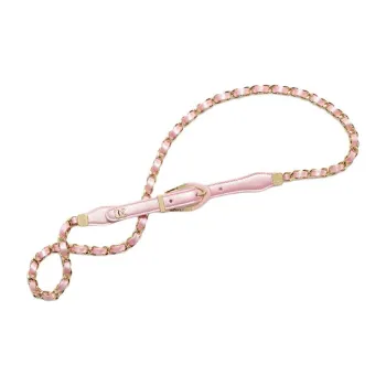CHANEL Badge Detail Lambskin Metal Leather Belts Women's Pink