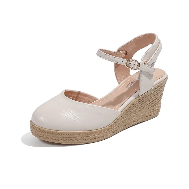 Mulinsen Strap Sandals 7cm Women's Beige-3