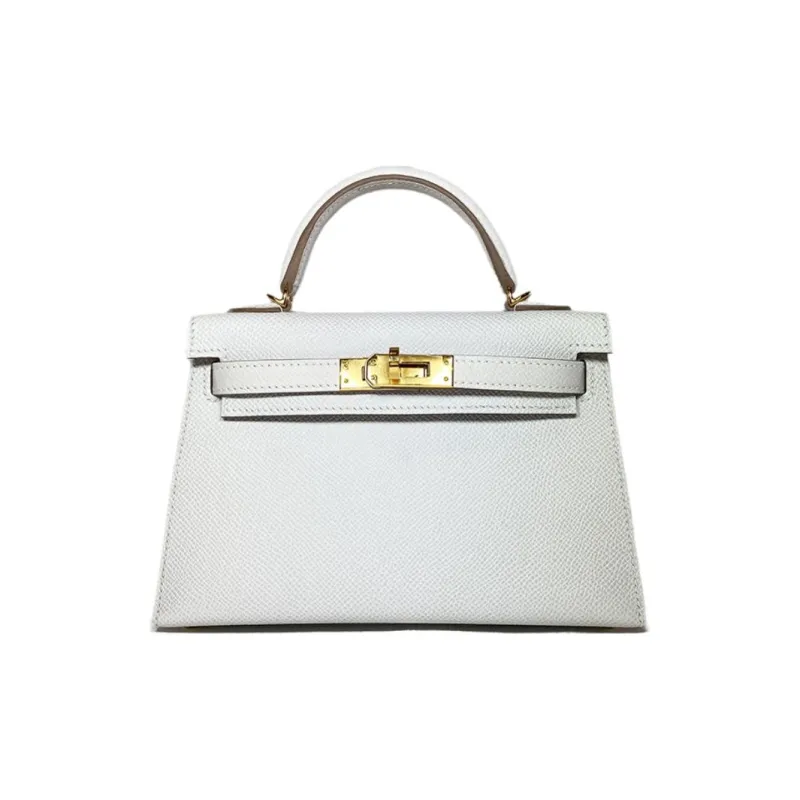 HERMES Mini Kelly Generation 1 Epsom Leather Kelly Bag Handbags Women's M4 Gris Pale Cream Gray-0