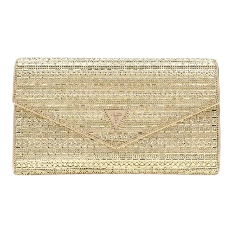 GUESS Faux Leather Crossbody Clutch Women's Gold-0