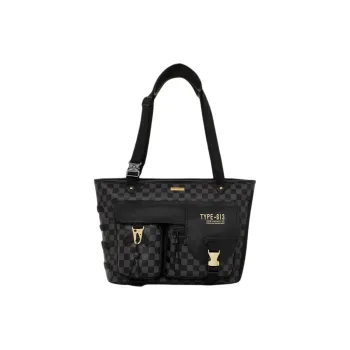SPRAYGROUND Artificial Leather Tote Bag Shopping Bag Shoulder Bag Handbag Unisex Black Plaid