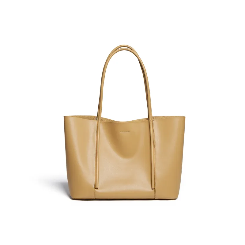 BLAKE FLEETO Cow Leather Tote Bag, Shopping Bag, Shoulder Bag Women's Light Salt Card/Coffee/Black/Light Milk-7