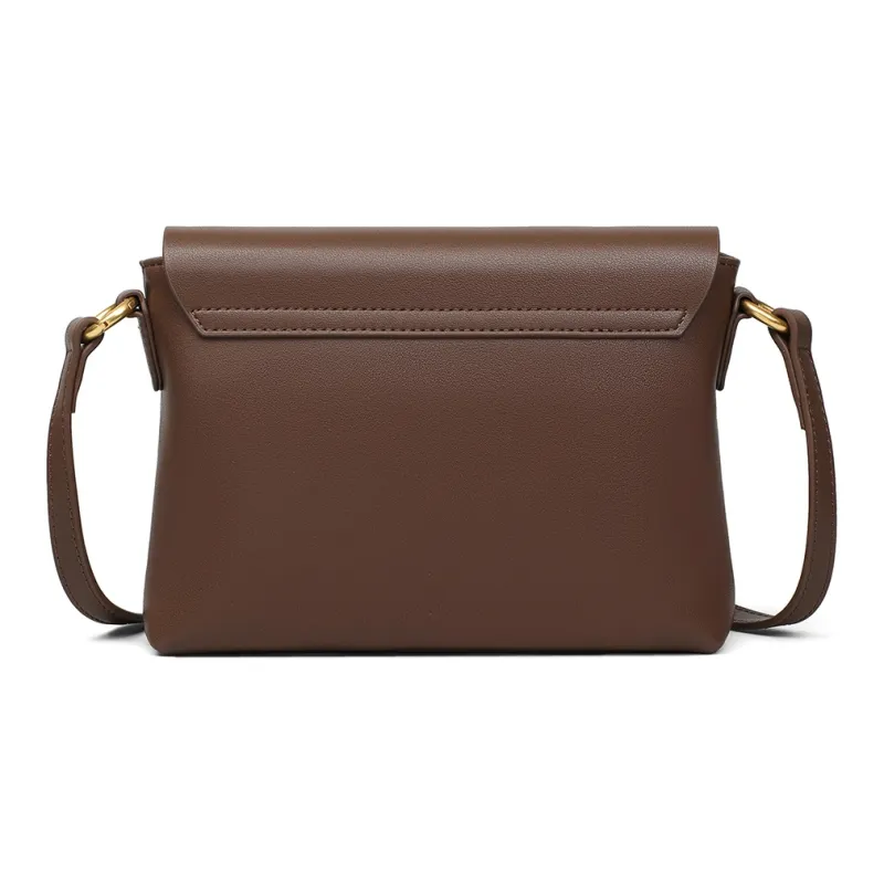 PT'SON Cow Leather Shoulder Bag, Crossbody Bag Medium Size Women's Gold Brown/Beige Coffee/Coffee-14