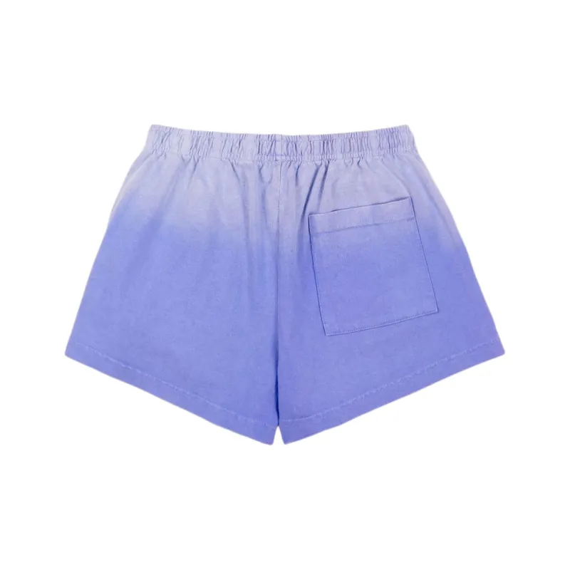 SPORTY & RICH Serif Logo Embroidered Disco Shorts-1
