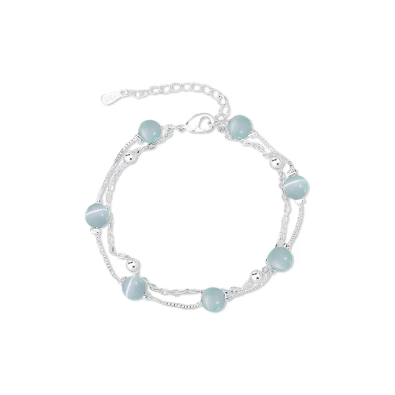 CANHUI Colored Glaze Double Layer Round Bead Bracelet Women's-0