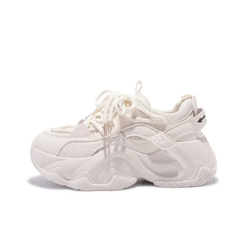 SNXR Anti-Slip Wear-Resistant Waterproof And Breathable Low-Top Chunky Sneakers Women's Beige-36
