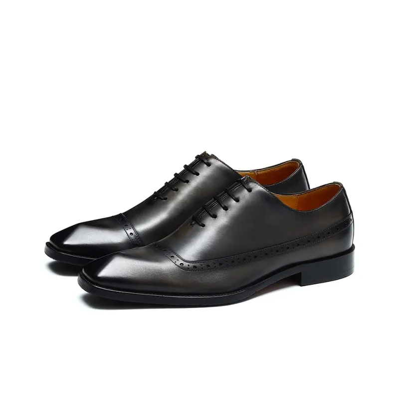 ASTON M.JAZZ Dress Shoes Men Low Top Black/Gray/Yellow Brown-8