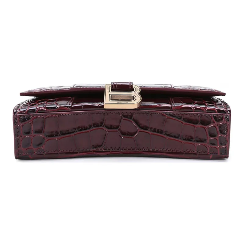 Balenciaga Hourglass Cow Leather Hourglass Bag Crossbody Bag Shoulder Bag Women's Deep Red-4