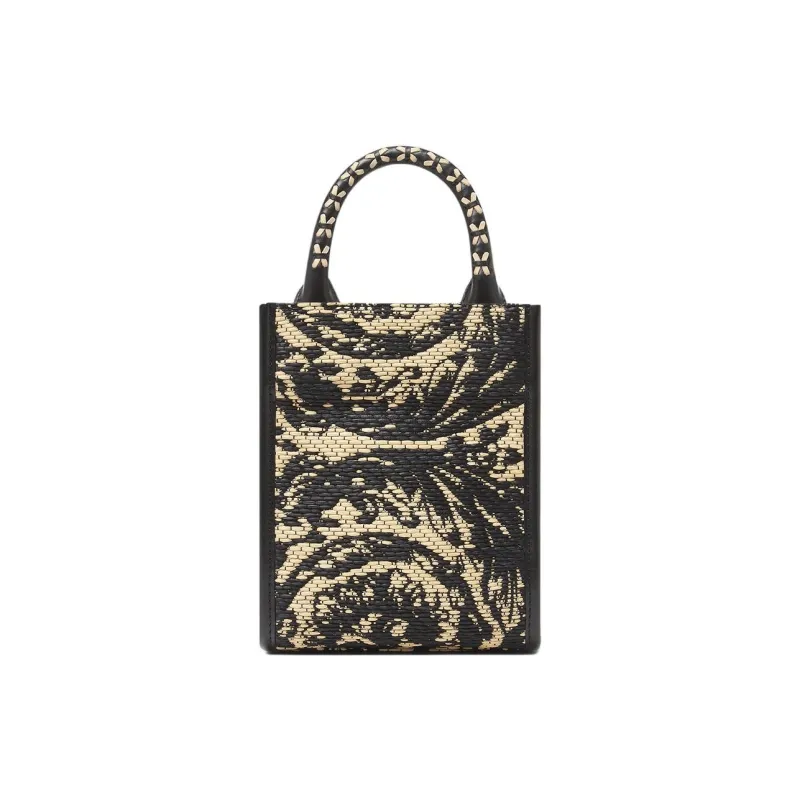 VERSACE Raffia Fiber Shoulder Bag Crossbody Bag Handbag Mini Women's Black-2