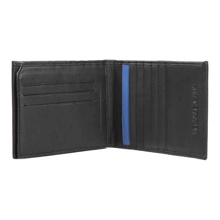 VERSACE JEANS COUTURE Calfskin Card Holder Wallet Men's Black-4