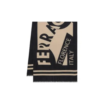 Ferragamo Intarsia Knit logo Wool Scarf