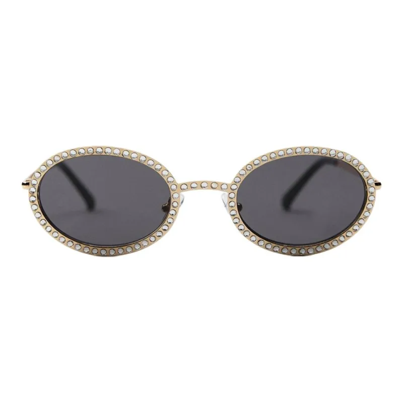 ZARA Metal Jewelry Oval Sunglasses Women's Gold-1