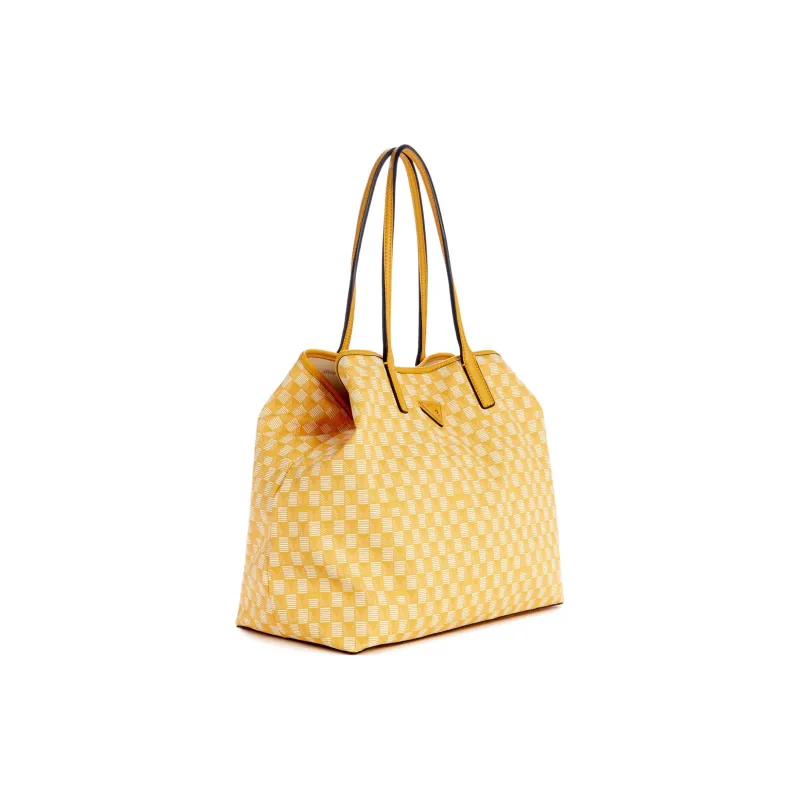 GUESS Faux Leather Tote Bag Shopping Bag Shoulder Bag Handbag Large Size Unisex Yellow-4
