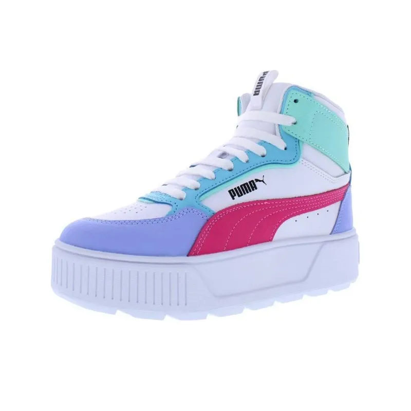 PUMA Karmen Rebelle Anti-Slip Wear-Resistant Mid-Top Skateboard Shoes Women's White Blue Red-2