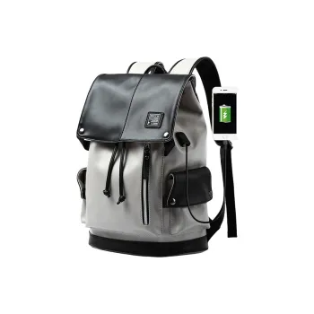 PULUWIRR PVC Backpack Regular Unisex Black White