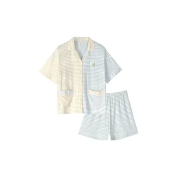 Song Qianya Pajama Set Women's Yellow Blue