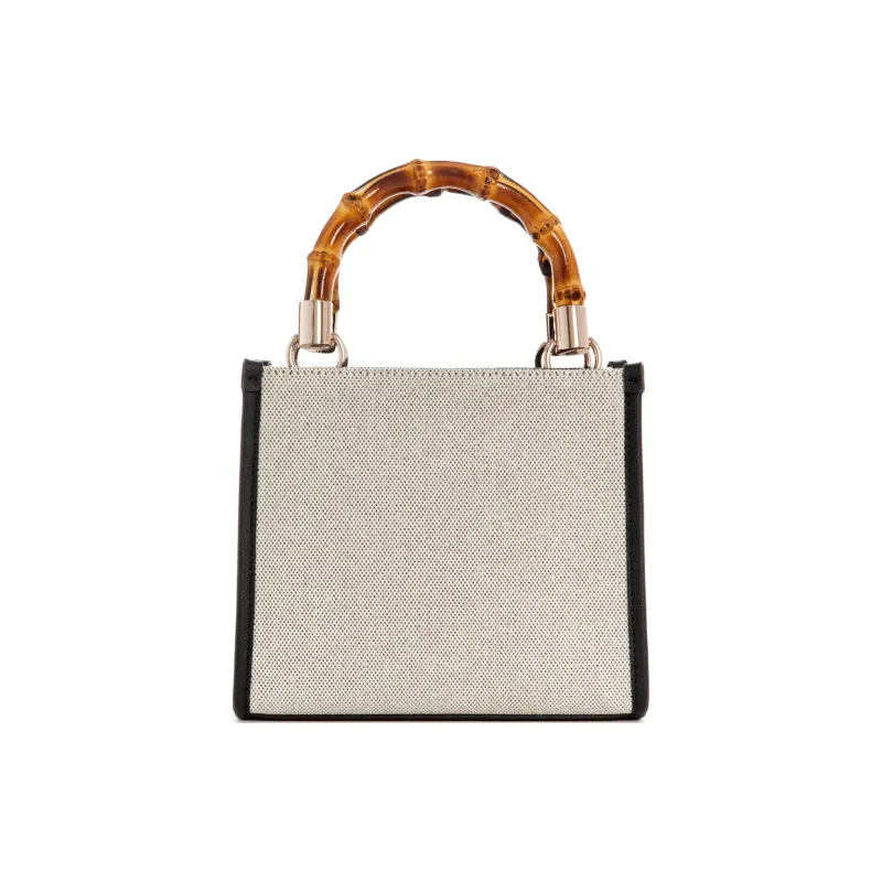 GUESS Canvas Tote Bag Shopping Bag Shoulder Bag Crossbody Bag Handbag Mini Women's Black-3