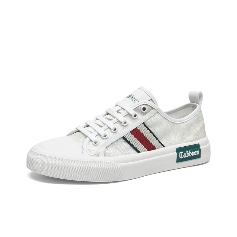 Cabbeen Breathable Low Top Skateboard Shoes Men's White Street Design Feel, Romantic Love Confession-1