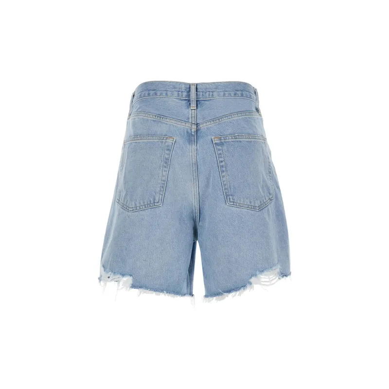 AGOLDE Stella High Waisted Distressed Denim Shorts-1