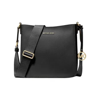 MICHAEL KORS Jet Set Travel Coated Canvas Messenger Bag, Shoulder Bag, Crossbody Bag Small Size Women's Black