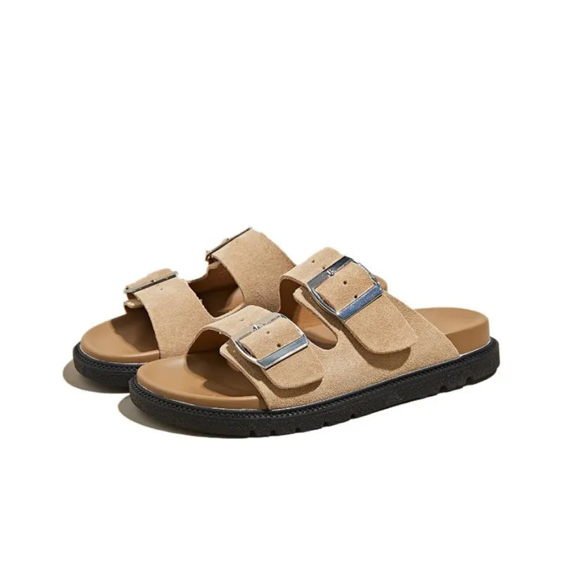 QINGZHUHU Slide Slippers Women's Khaki-1