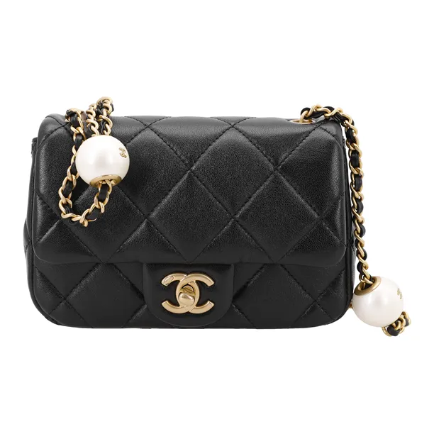 CHANEL Sheepskin Mini Square Flap Bag, Crossbody Bag, Shoulder Bag Women's Black-1