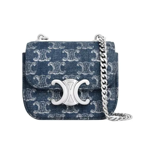 CELINE TRIOMPHE Denim Handbag, Shoulder Bag, Crossbody Bag square Women's Blue