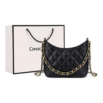 CinvaiKrose Cow Leather With Synthetic Leather Shoulder Bag, Crossbody Bag, Bucket Bag Small Size Women's Ecru/Black