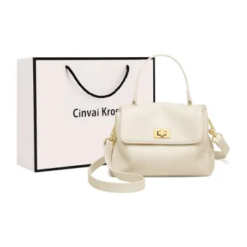 Simvay Clos Cow Leather With Synthetic Leather Shoulder Bags Handbags Small Size Women's Ecru