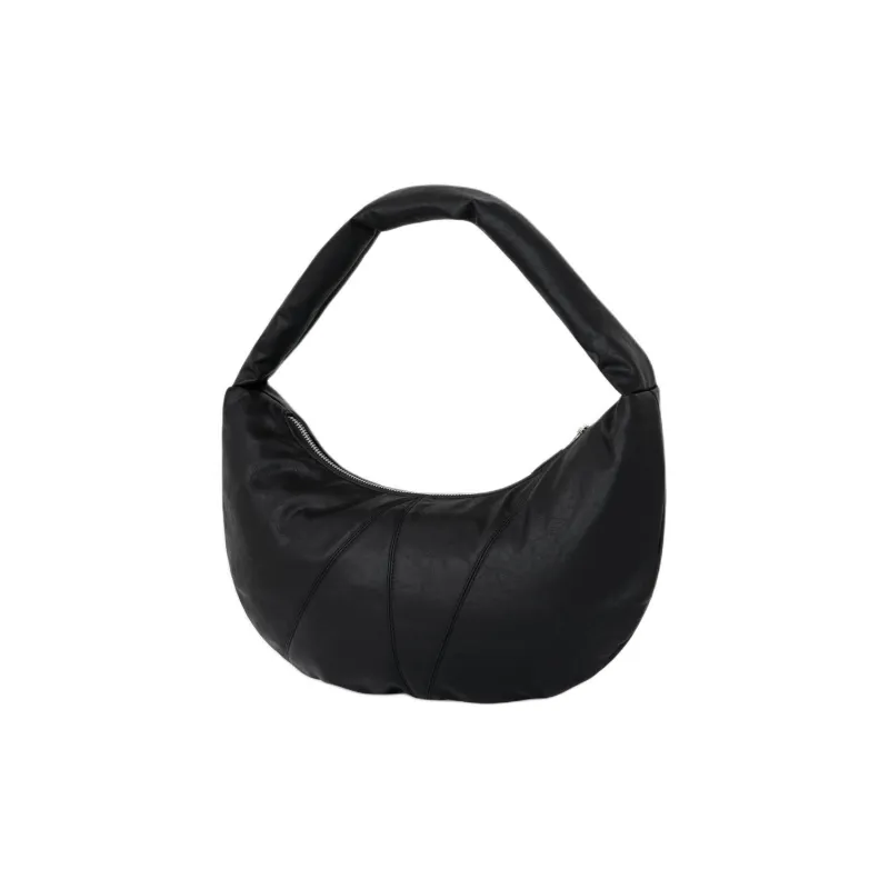 NIEEH Vegan Leather One Shoulder Handbag Women's Black-1