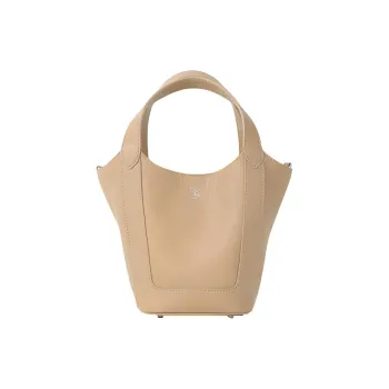 STAR TOWN Cow Leather Bucket Bag, Shoulder Bag, Crossbody Bag, Handbag Trumpets Women's Shacha/Raspberry Red