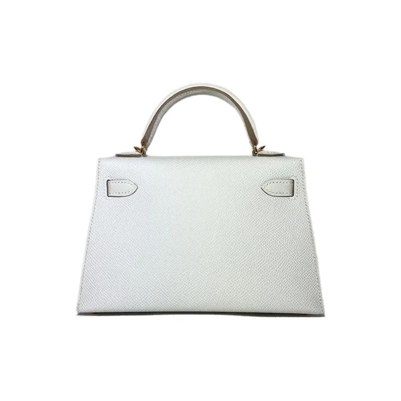 HERMES Mini Kelly Generation 1 Epsom Leather Kelly Bag Handbags Women's M4 Gris Pale Cream Gray-7