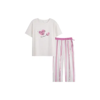 Sha Qian Pajama Set Summer Women's White