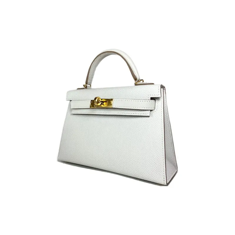 HERMES Mini Kelly Generation 1 Epsom Leather Kelly Bag Handbags Women's M4 Gris Pale Cream Gray-2