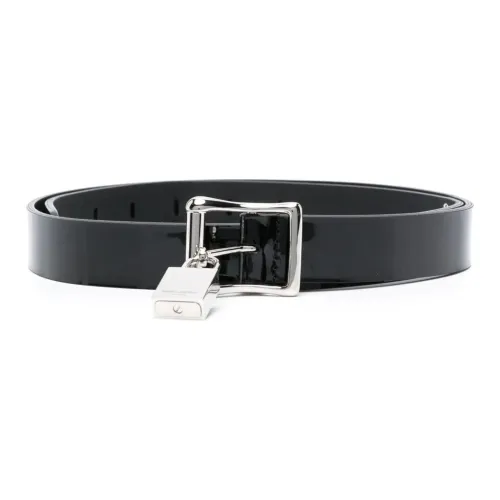 SAINT LAURENT Patent Leather Padlock Leather Belt