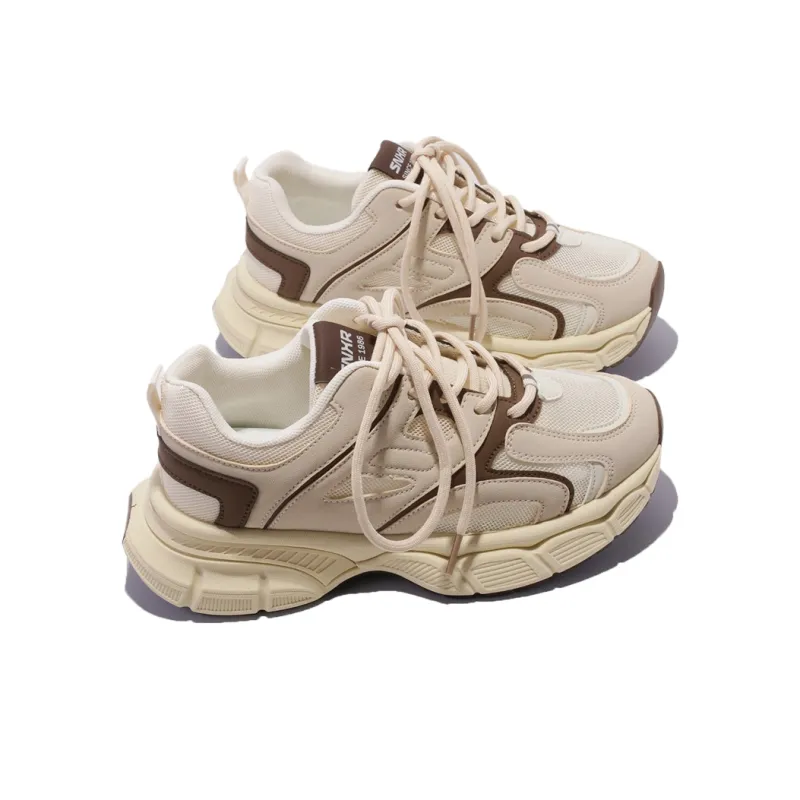 SNXR Anti-Slip Wear-Resistant Waterproof And Breathable Low-Top Chunky Sneakers Women's Beige-21