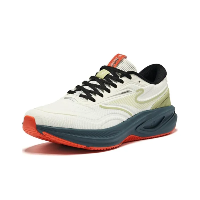 Erke Lightweight Cushioning Slip-Resistant Low-Top Casual Running Shoes Men's Microcrystal White Celery Green-2