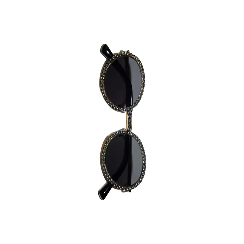 ZARA Metal Jewelry Oval Sunglasses Women's Gold-2