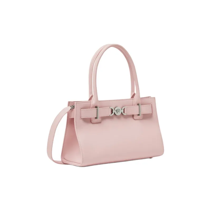 VERSACE Grain Plain Weave Leather Tote Bag, Shopping Bag, Shoulder Bag, Handbag Medium Size Women's Light Pink Red-1