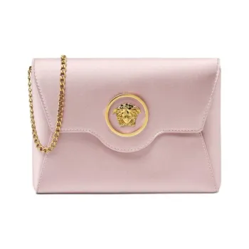 VERSACE La Medusa Viscose Blended Mulberry Silk Clutch Women's Light Pink Red