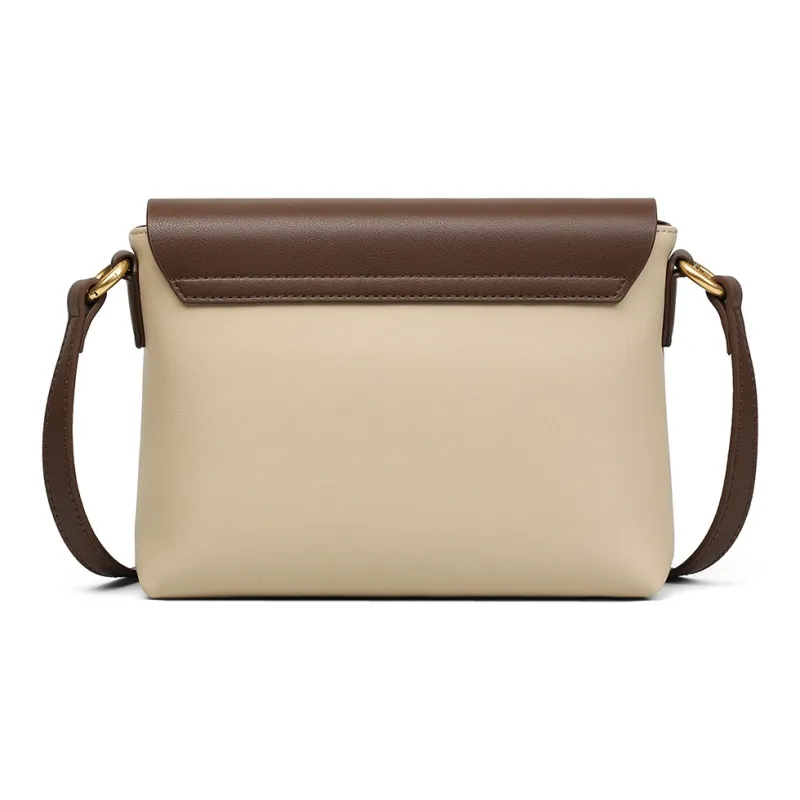 PT'SON Cow Leather Shoulder Bag, Crossbody Bag Medium Size Women's Gold Brown/Beige Coffee/Coffee-2