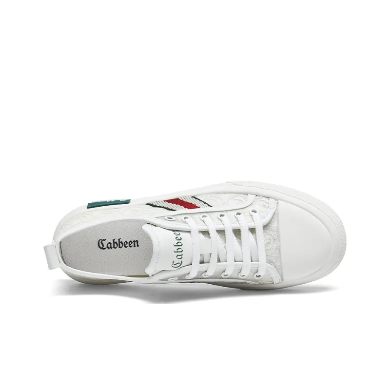 Cabbeen Breathable Low Top Skateboard Shoes Men's White Street Design Feel, Romantic Love Confession-3