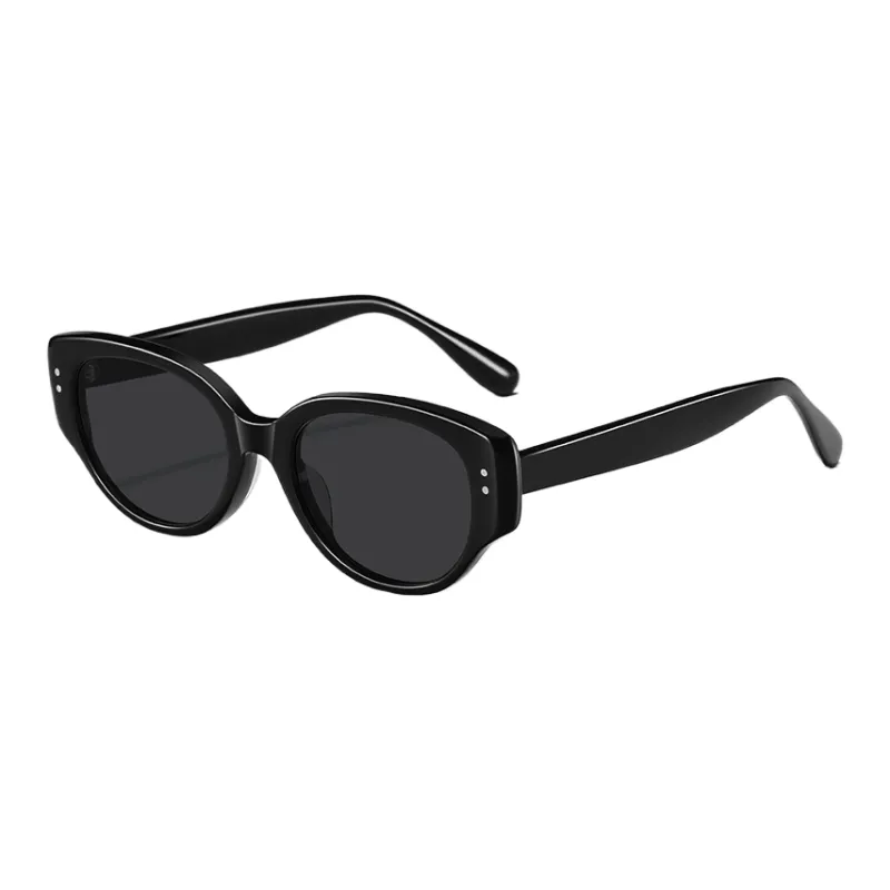 Thunder Pailong Plate Frame Oval Sunglasses Unisex Black Ecru-4